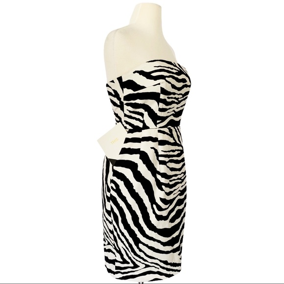 Express zebra stripe strapless dress size 4 - Picture 3 of 5